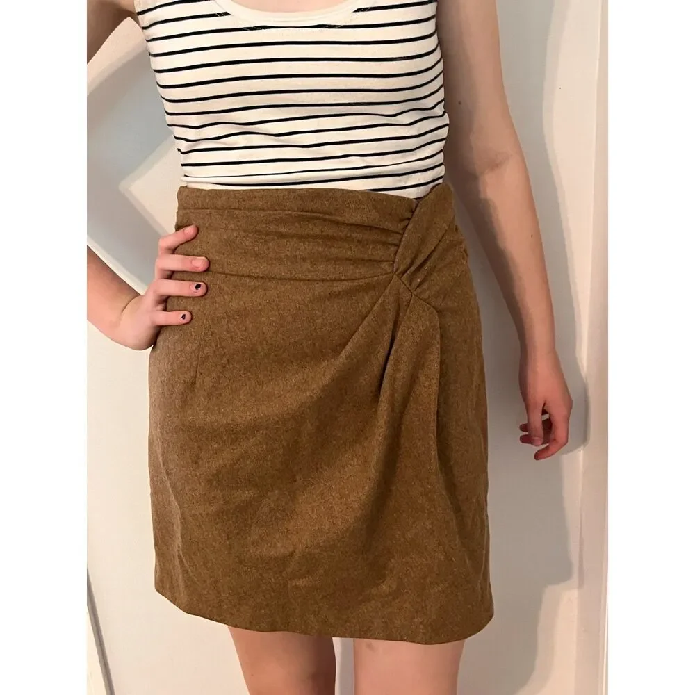 Nanette Lepore Wool Skirt Pencil Mini Brown size 4 - Picture 2 of 5